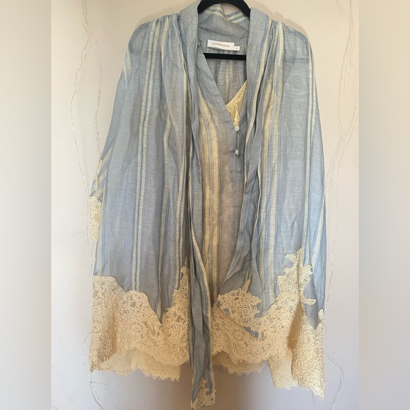 Zimmermann Lyrical Lace Edge Linen Silk Mini Dress Sz 0 - Picture 6 of 11